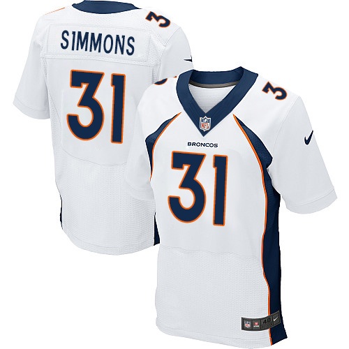 Men's Elite Justin Simmons Nike Jersey White Road - #31 NFL Denver Broncos